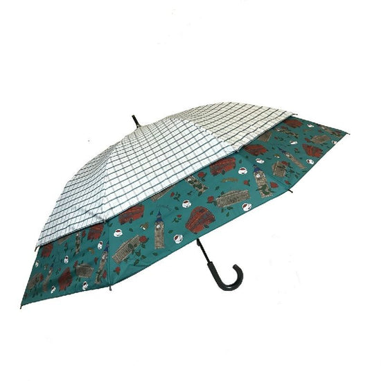 Transform Umbrella World Journey England Umbrella with a Widening Hem Wind-away Umbrella Sunny / Rainy Body Back Black Coated