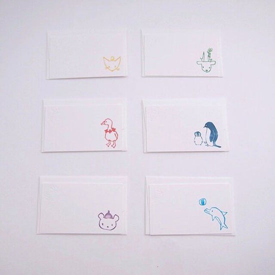 Set of 2 hand-printed letterpress Animal Message Cards Please choose 2 cards.