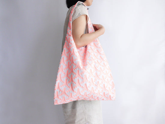 TWINS bag <L> [Pink Triangle × Green Stripe]