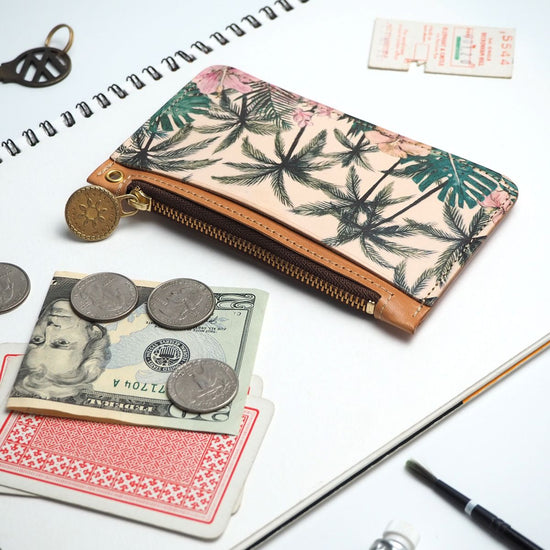 Slim Fragment Case (Tropical Palm) Card Coin Pass Case Mini Wallet