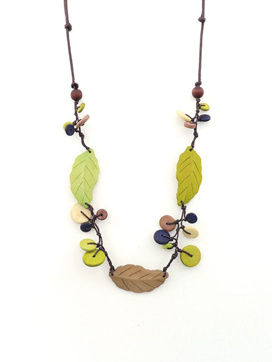 Wood Marble Leaf Necklace