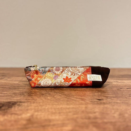 Kimono Remake Pen Case Obi and Leather C0257