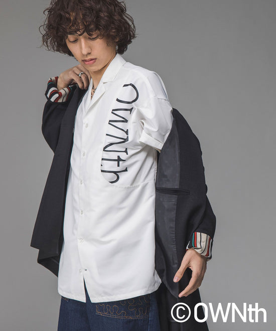 Logo-Printed Open Collar Shirt