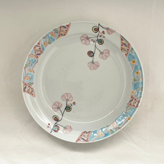 [Ginshu Kiln] Flower tapestry 7" dish (blue)