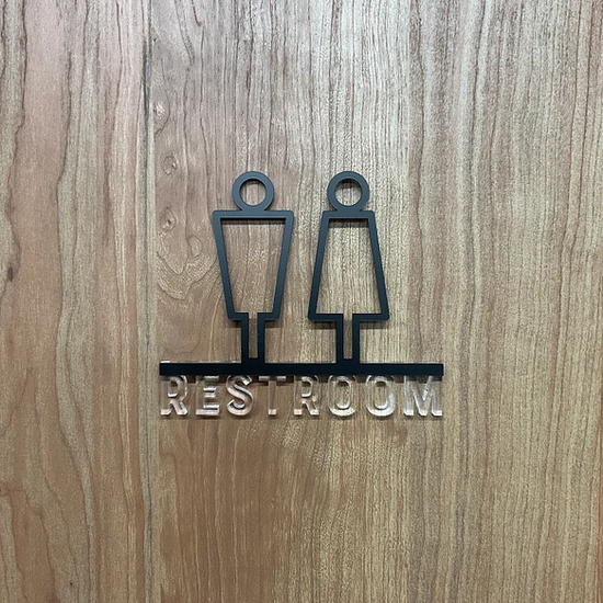 Room Sign RESTROOM 3D Icon for Door Clear Lettering