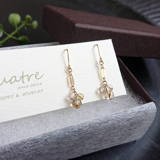 Rutile quartz Pierced earrings maru