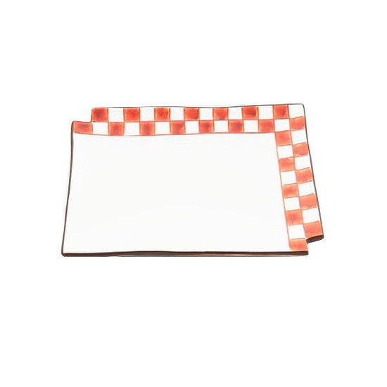 [Eisyou] Checkered 6" long dish (red)