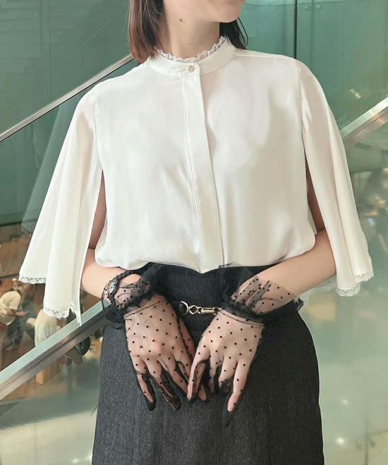 Lace Cape Sleeve Blouse / an another angelus [51BF02i004].