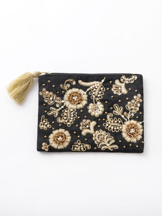 Zari & Beads Embroidery Flat Pouch (2 colors) M42-1686