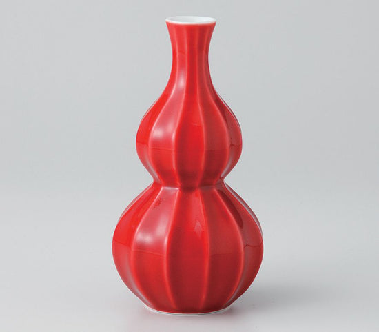 Red Glazed Chamfered Chisago-shaped Sake Cup