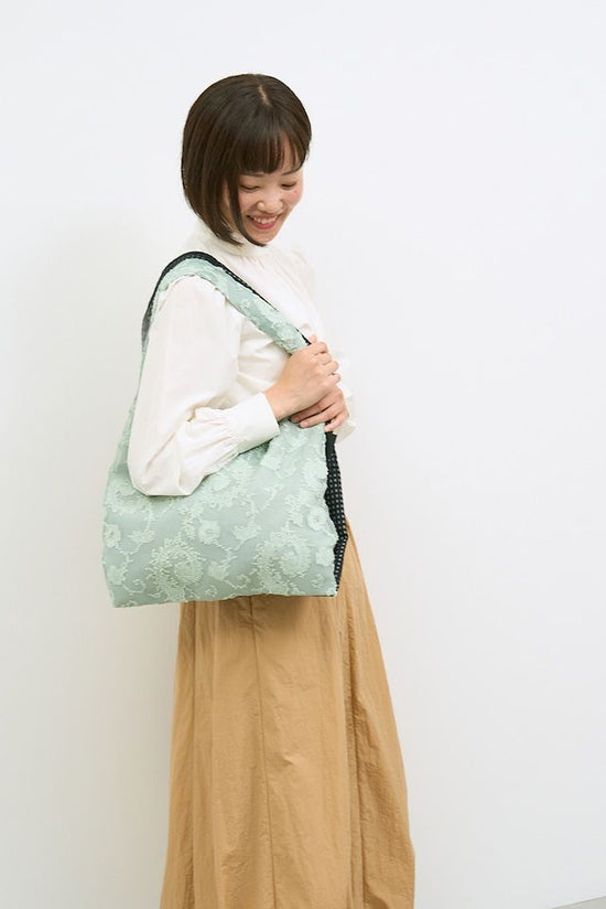 TWINS bag <M> [ice green paisley × black check]