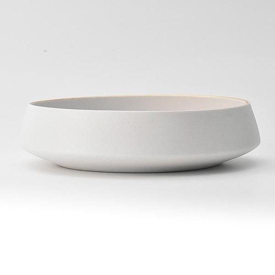 Fuchi Kin Bisque Matte Kukuri Bowl (Large) White Japanese Tableware, Medium Bowl, Made in Japan, Minoyaki, Stylish, Modern