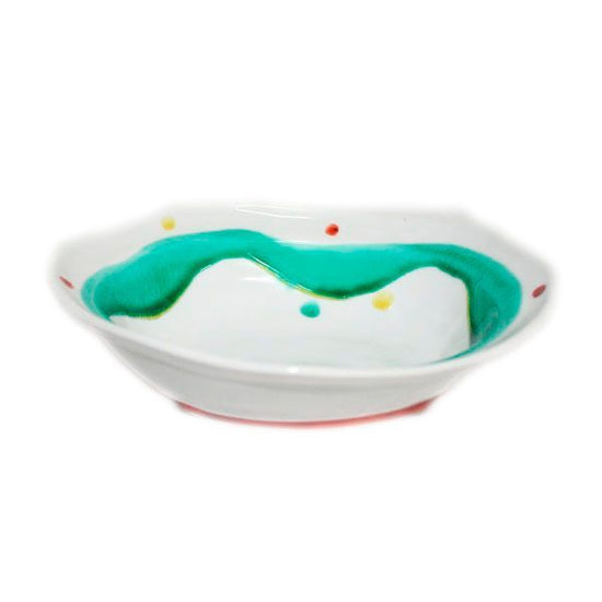 [Eisyou] Polka-dot oval bowl with yoroke design, 6.5 x 6.5 cm