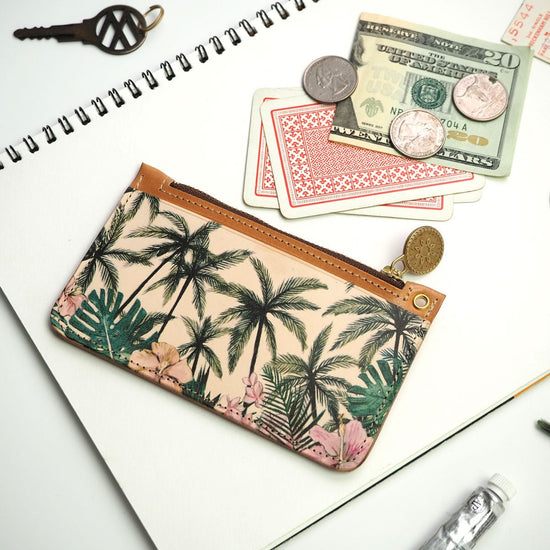 Slim Fragment Case (Tropical Palm) Card Coin Pass Case Mini Wallet