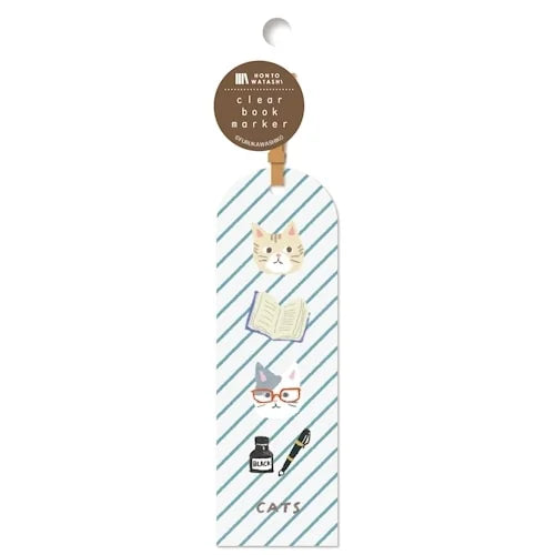 Furukawa Shiko Clear Bookmark – Book and Cat