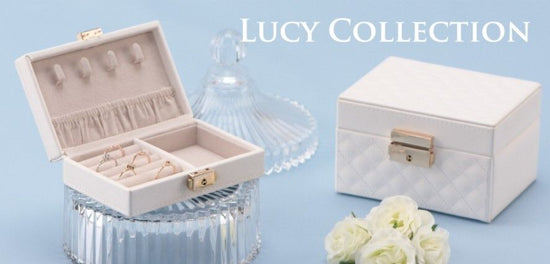 Quilted Jewelry Box S size with key, Lucy Collection, 5 pieces, AO-JB-1565