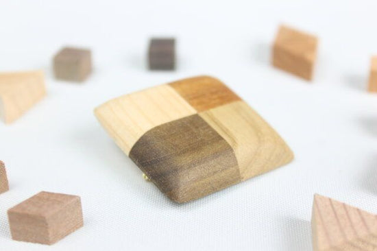 Marquetry Square Brooch