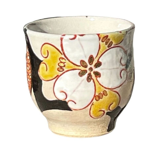 [Sato Takeshi] Teacup with colored flowers (yellow)
