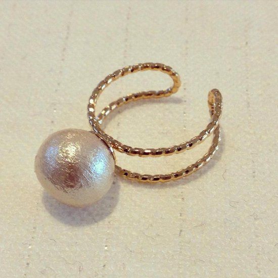 Cotton pearl ring 10mm