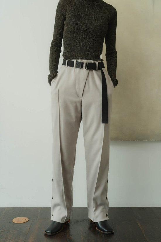 Slit Belt Slacks Pants/Gray