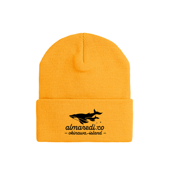 Cuff knit cap gold "Humpback whale parent-child bond" type B