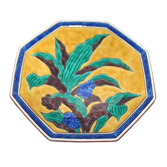 [Eisyou] Octagonal 9" dish with fountain blue design