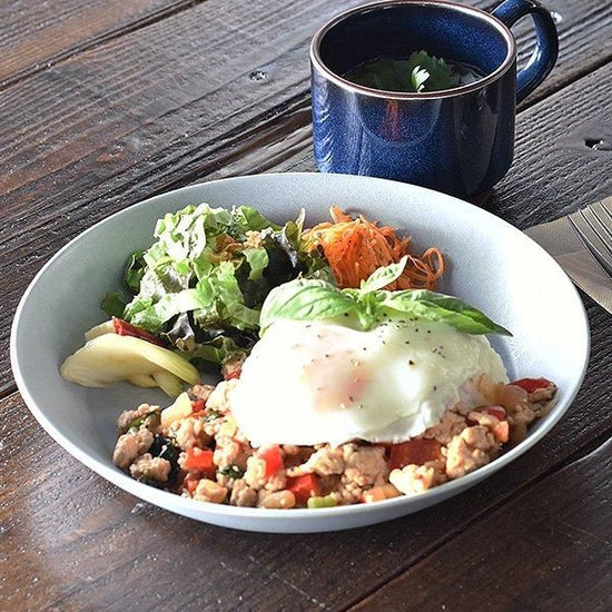 Cuisine Gray Mat Stan L Grayish Western Tableware Round Bowl Made in Japan Minoyaki Stylish Modern