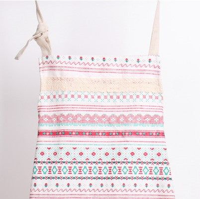 Cotton and linen mixed spinning [apron] stylish pattern pink