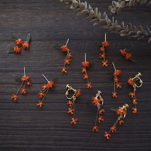 Japanese paper Kinmokusei Pierced earrings/Clip-on earrings