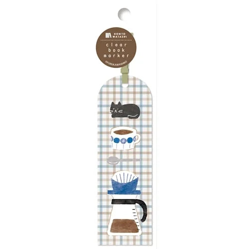 Furukawa Shiko Clear Bookmark – Cat on Blue Check