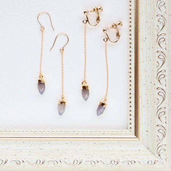 Gray onyx charm long pierce & earring