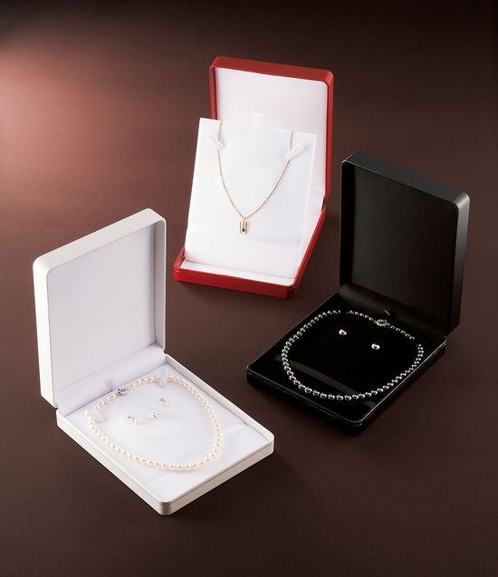 Case for 1, 2, or 3 pearl necklaces and long necklaces, leather-like paper CS series, 5 pieces CS-27-N/NE/NER