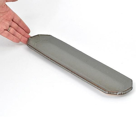 Angle Green Long L Green type Western tableware, shaped plate, made in Japan, Minoyaki, cafe style, stylish