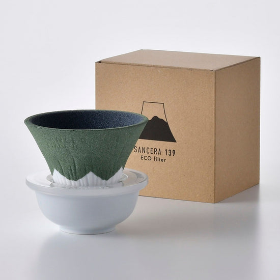 Hasamiyaki Ceramic Coffee Filter Green (Mt. Fuji)