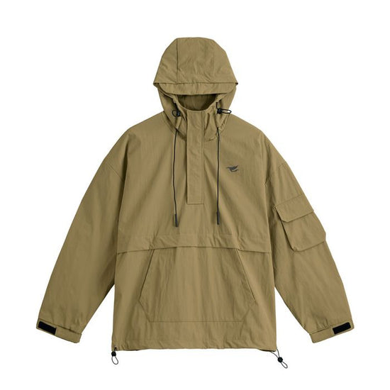 anorak hoodie "Humpback whale parent-child bond" monochrome logo beige