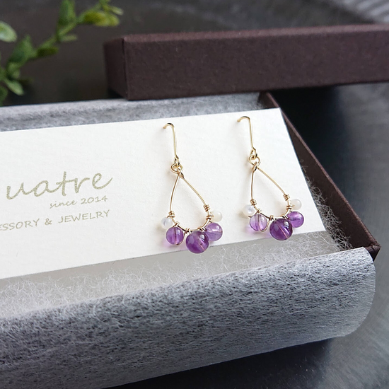 Amethyst Pierced earrings pupu