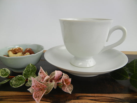 White Porcelain Coffee Cup and Saucer