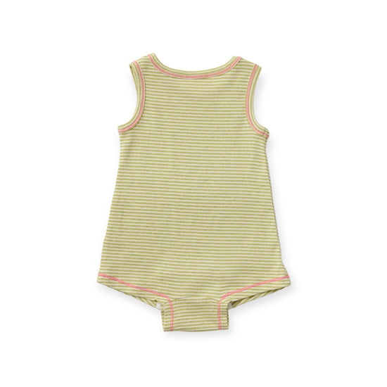 Extended Onesie Sleeveless Moss Green×Pink