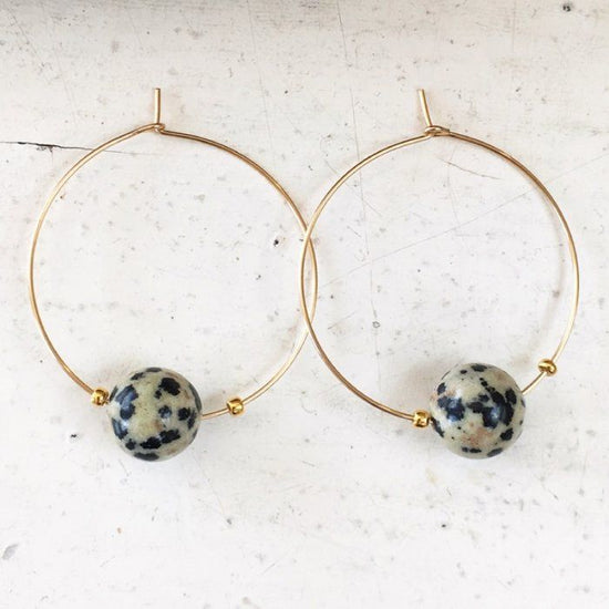 Dalmatian jasper hoop pierce/earring