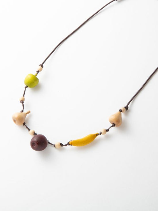 Wood mixed fruit necklace