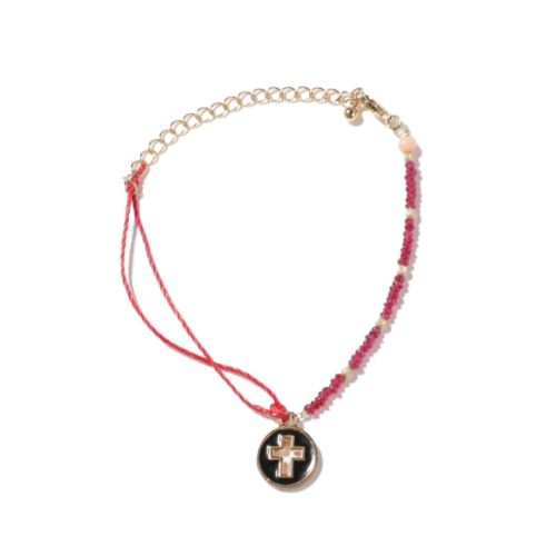 Tayi bracelet "God of love and victory" black cross & ruby