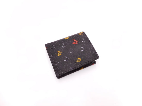 Multi-Colored Printed Inden Box Billfold, Three-Color Butterfly Pattern