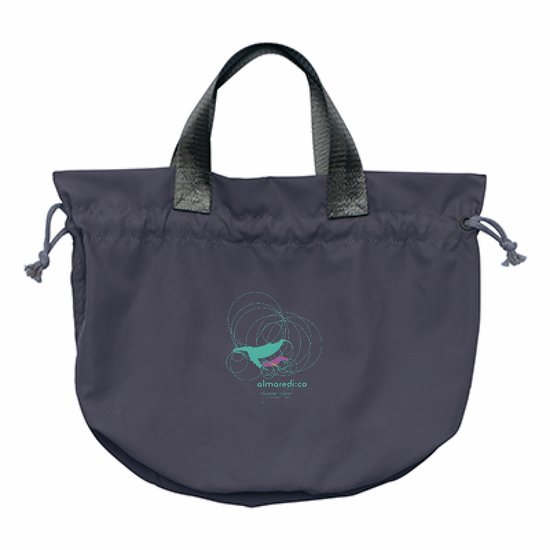 Recycled polyester ripstop drawstring bag carbon "Humpback whale parent-child bond GRV"