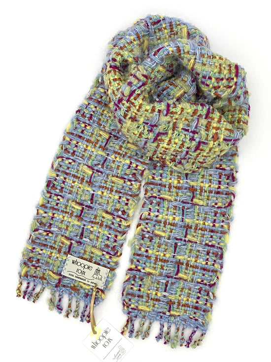 Hand-woven tweed scarf | thin switch ♭88 [using leftover apparel yarn].