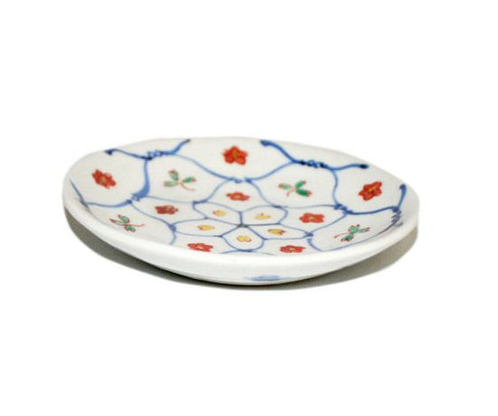 [Eisyou] 3.5" Dish with a design of flowers in a slip pattern