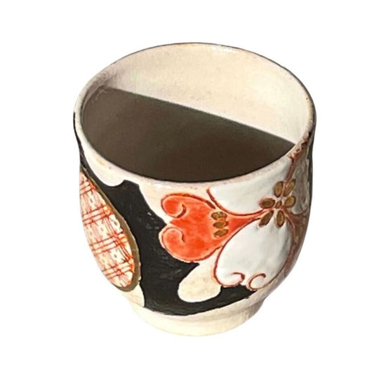 [Sato Takeshi] Teacup with colored flowers (red)