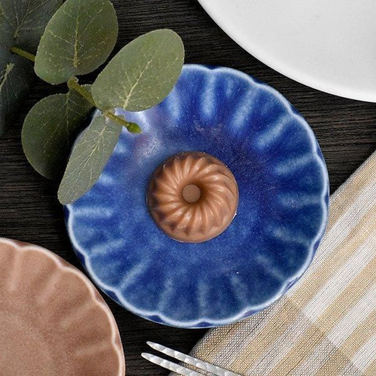 Blue Matte Shinogi 8cm dish, Western tableware, small dish, made in Japan, Minoyaki, stylish.