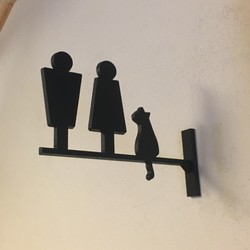 Toilet Sign Human Shaped Meets Cat