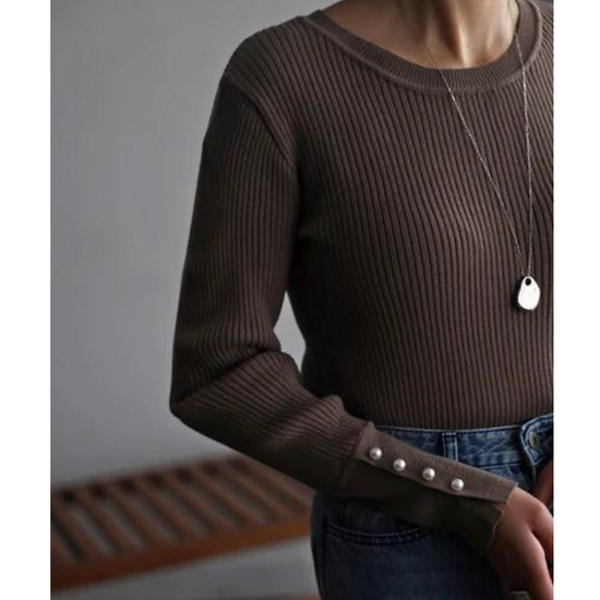 Pearl Button Sleeve Knit