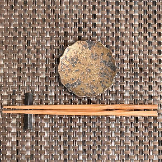 Gold Tataki Kikyo Plate S, gold type, Japanese tableware, small plate, made in Japan, Minoyaki, stylish, modern
